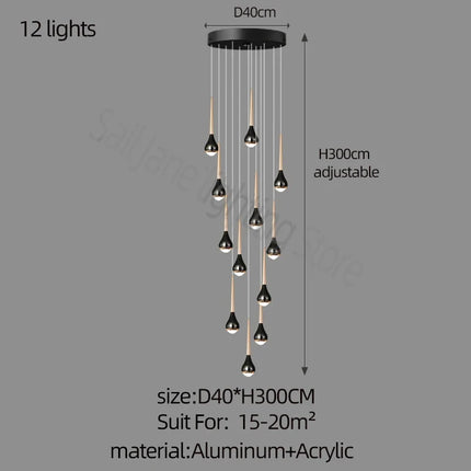 Lustre suspension long nordique creux pour loft, hôtel, appartement — LZ4M9Q2