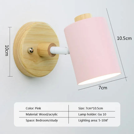 Applique murale nordique lampe de chevet avec interrupteur prise ue/UL Macaron Gu10 Lustre applique étude chambre moderne décor luminaire