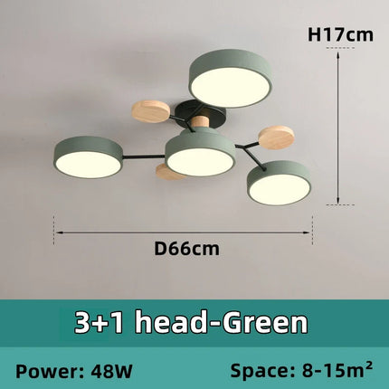 Lustre LED en bois style nordique pour plusieurs pièces — LZ4X9T