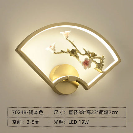 Applique murale LED en cuivre style traditionnel chinois pour intérieur — LZ4X9P2