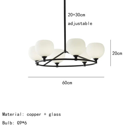 Lustre moderne en cuivre noir avec ampoule en verre blanc — LZ4X9P