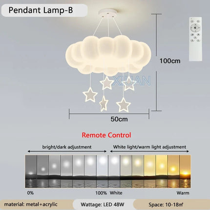 Lustre boule ronde à abat-jour étoile avec télécommande et gradation — LZ4X9T2