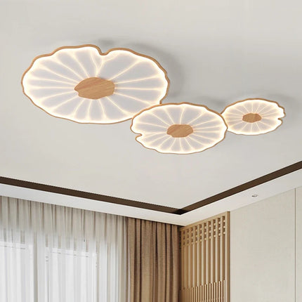 Plafonnier LED moderne en métal design feuille de lotus pour salon et chambre — LZ4X9P2