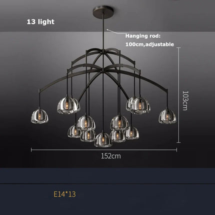Lustre rétro américain en laiton et cristal pour éclairage élégant — LZ4N7Q2M