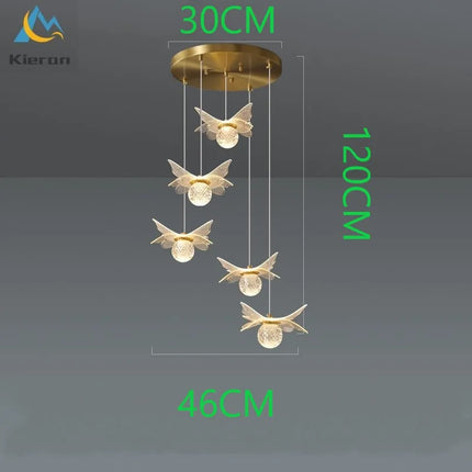 Suspension moderne dorée avec fleur en verre — LZ4X9T2