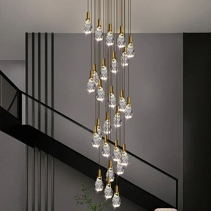 Lustre créatif en cristal pour duplex et escalier en colimaçon — LZ4X9P2