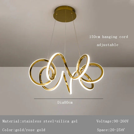 Plafonnier LED suspendu en silicone doré au design moderne et créatif — LZ4X9P2