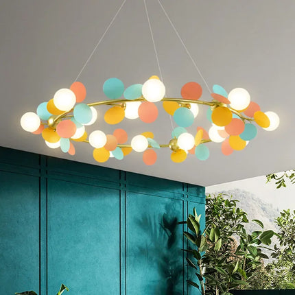 Lustre suspension moderne en verre design raisin doré — LZ4X9T