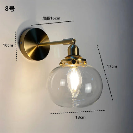 Applique murale rétro en laiton et verre au design élégant — LZ4X9P