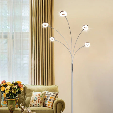 Lampadaire LED à 5 lumières dimmables avec bras et têtes réglables pour chambre et bureau — LZ4XJ9