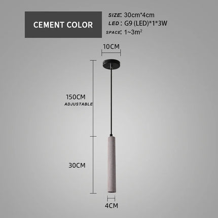 Lustre suspension design moderne en tube ciment pour intérieur — LZ4QJ7M