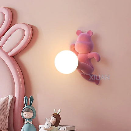 Applique murale enfant en résine et verre motif ours — LZ4J9XQ