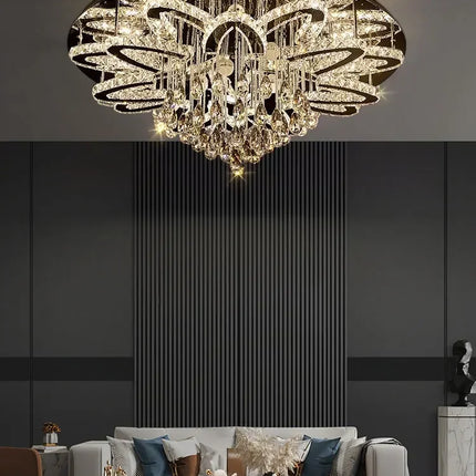 Plafonnier LED moderne en cristal et acier inoxydable pour intérieur — LZ4X9T2