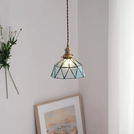 Suspension vintage en laiton et verre style nordique — LZ7D4Q