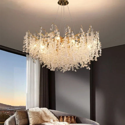 Lustre en cristal doré style européen pour décoration intérieure élégante — LZ4M9Q2
