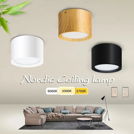 Plafonnier LED mini dimmable effet grain de bois pour salon et chambre 220V 110V — LZ4X7Q