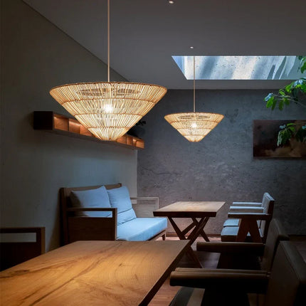 Suspension en rotin fait main style nordique wabi sabi — LZ4X9Q