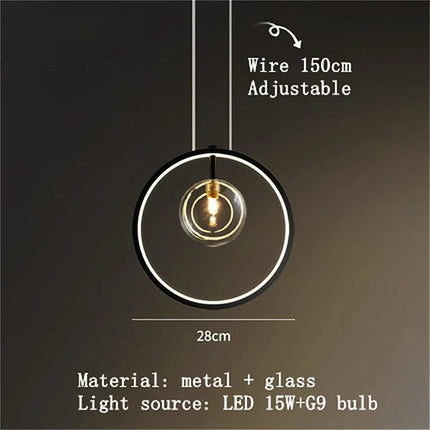 lustre en métal avec boule en verre pour décoration intérieure