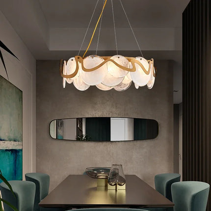 Lustre suspension en verre effet brume nordique — LZ4X9T2