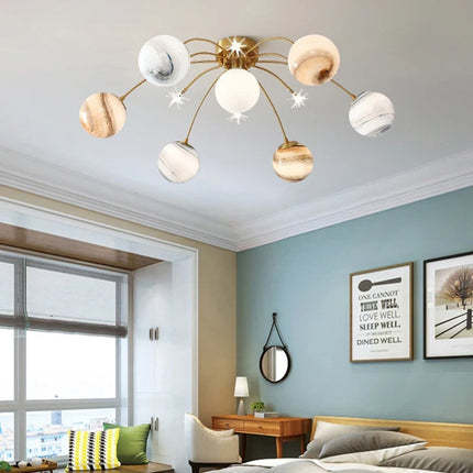 Suspension boule design planète style art déco en métal — LZ4X9P