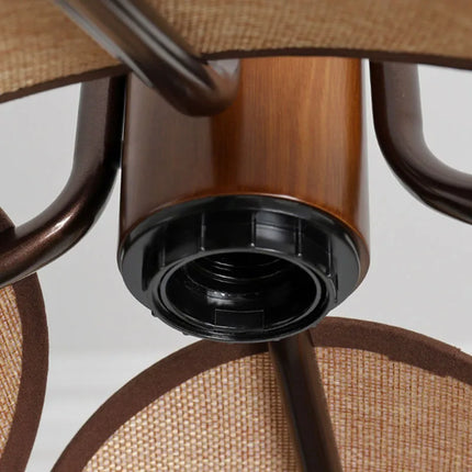 Suspension en bois et lin style sud-est asiatique avec fil réglable — LZ4XJ7