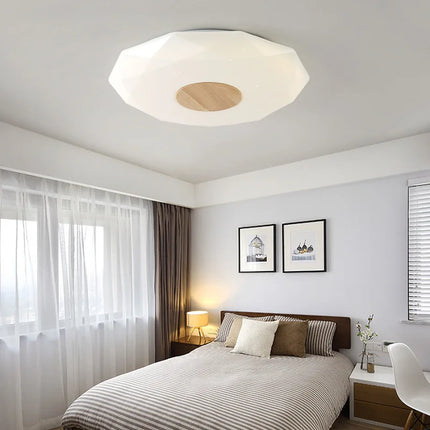Plafonnier LED minimaliste en bois massif forme étoile diamant — LZ4X9QJ