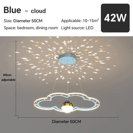 Lustre LED moderne nuage et fleur effet ciel étoilé intérieur — LZ4X9P2Q