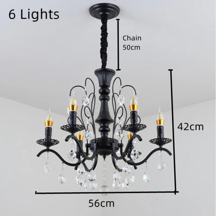 Lustre en fer forgé avec cristaux suspendus pour intérieur raffiné — LZ4X9P2
