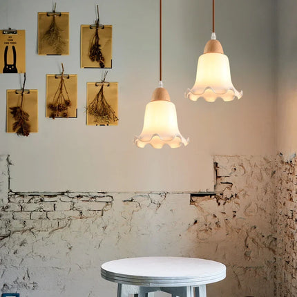 Lustre suspendu moderne en bois et verre style nordique LED — LZ4X9Q