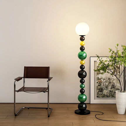 Lampadaire moderne avec perles colorées et abat-jour en verre — LZ4X9T