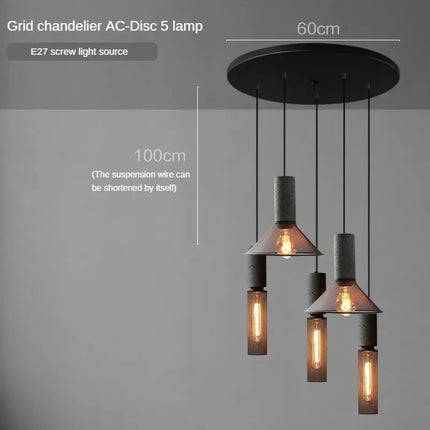 Suspension en ciment avec abat-jour en fer forgé style loft industriel — LZ4X9P2
