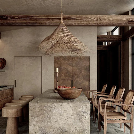 Suspension rétro en bambou tissé pour décoration asiatique — LZ4X9Q2