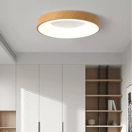 Plafonnier LED rond ultra-fin effet grain de bois — LZ4X9P2Q