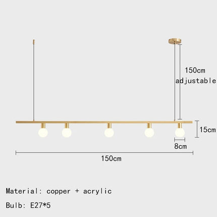 Lustre minimaliste en laiton réglable avec fil pour bar et restaurant — LZ4P9XJ