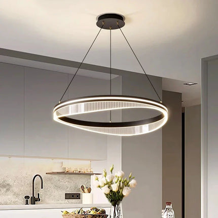 Lustre rond noir LED pour éclairage intérieur salon — LZ4X9T2