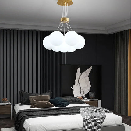Lustre LED nordique forme planètes en boule de verre lunaire — LZ4X9T2