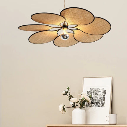 Lustre LED tissé en paille de fleur japonaise pour intérieur — LZ4X9JQ