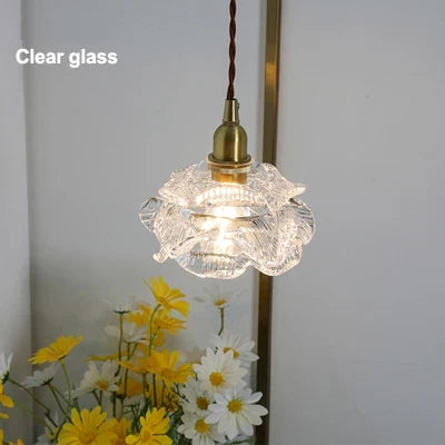 Suspension rétro en verre aux pétales design fait main — LZ4F9Q2