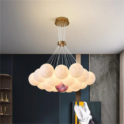Lustre suspension nordique design planète lune avec bulles décoratives — LZ4XJ9
