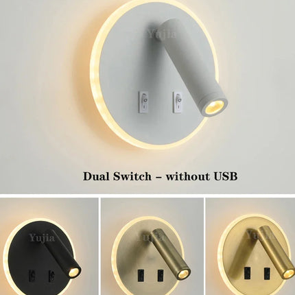 Applique murale LED moderne avec ports USB et lampes de lecture réglables — LZ4X9P2