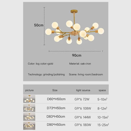 Lustre LED en bois style nordique pour décoration intérieure moderne — LZ4XJ9