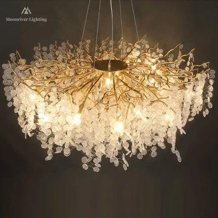 Lustre en cristal doré style européen pour décoration intérieure élégante — LZ4M9Q2
