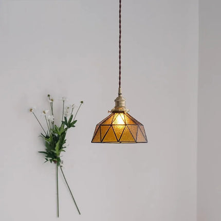 Suspension vintage en laiton et verre style nordique — LZ7D4Q