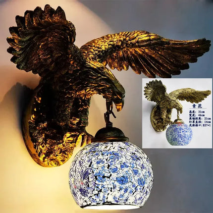 Applique murale artistique lumineuse style rétro bohème avec aigle — LZ4X9T2