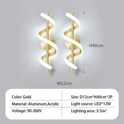 Applique murale LED décorative à spirale incurvée — LZ4X9T1