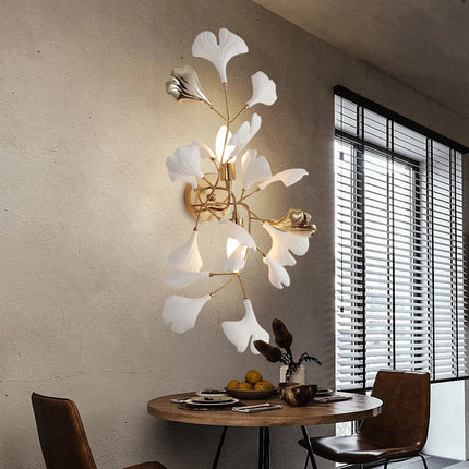Applique murale en céramique feuille de ginkgo dorée pour hôtel — LZ4XJ9
