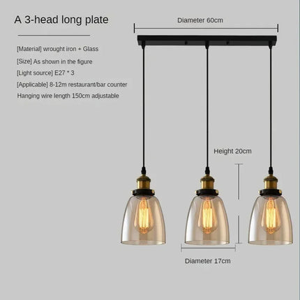 Suspension vintage en verre fumé pour loft et restaurant — LZ4X9P