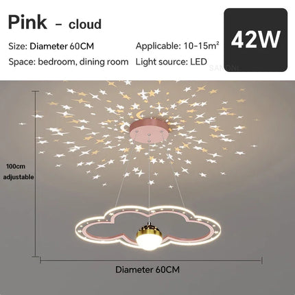 Lustre LED moderne nuage et fleur effet ciel étoilé intérieur — LZ4X9P2Q