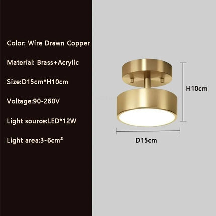 Plafonnier LED rond en cuivre pour vestiaire — LZ4P9XQ