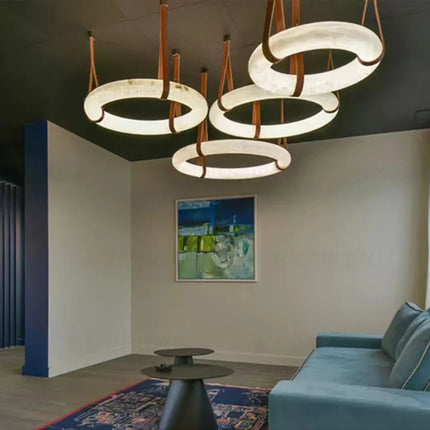 Lustre LED minimaliste en cuivre et marbre naturel — LZ4X9Q2